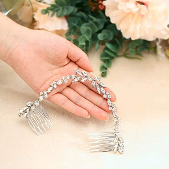 Rhinestone Wedding Bridal Hair Comb Silver - Picture 2 of 6
